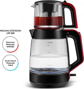 Karaca Glass Tea XL 2in1 Kırmızı Cam Çay Makinesi